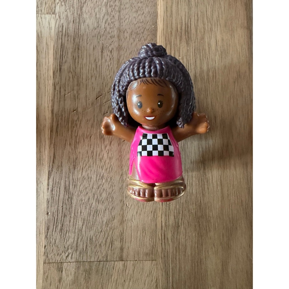 Fisher Price Little People Barbie Figure Pink Checkered Top Doll